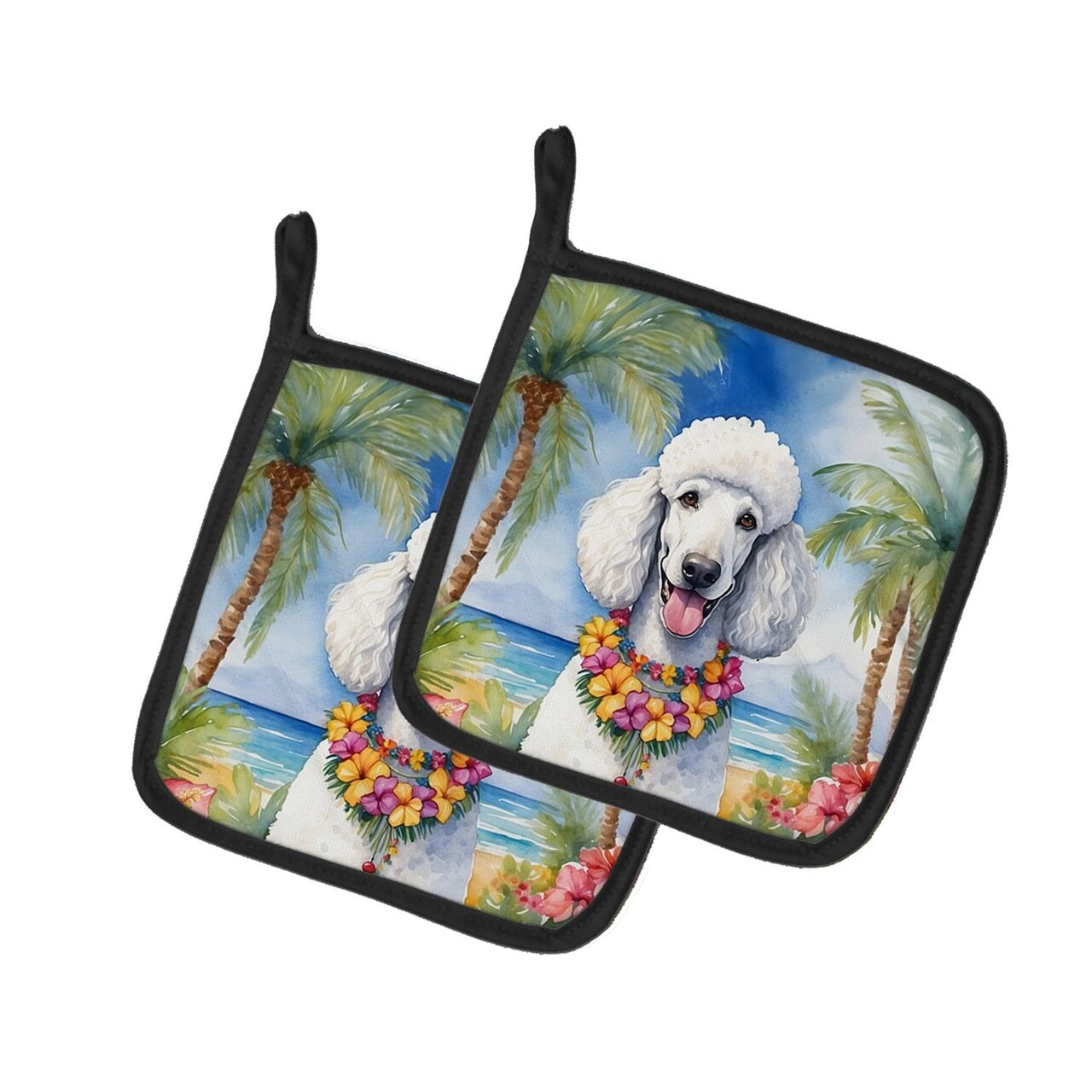 Edge Collections - 7.5" X 7.5" - Multicolor - Decorative Pot Holders Poodle for Kitchen Use - 1 Pair